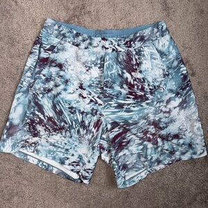 Lululemon Blue and White Pace Breaker 7” Shorts